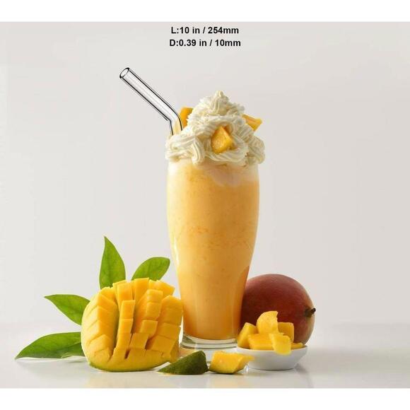 Reusable Glass Straws 4 count Bent Clear 10in Length - Picture 3 of 5